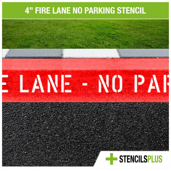 4 inch fire lane no parking stencil for curbs painted