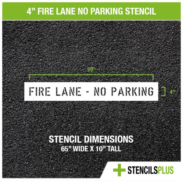 4" Fire Lane No Parking stencil dimensions